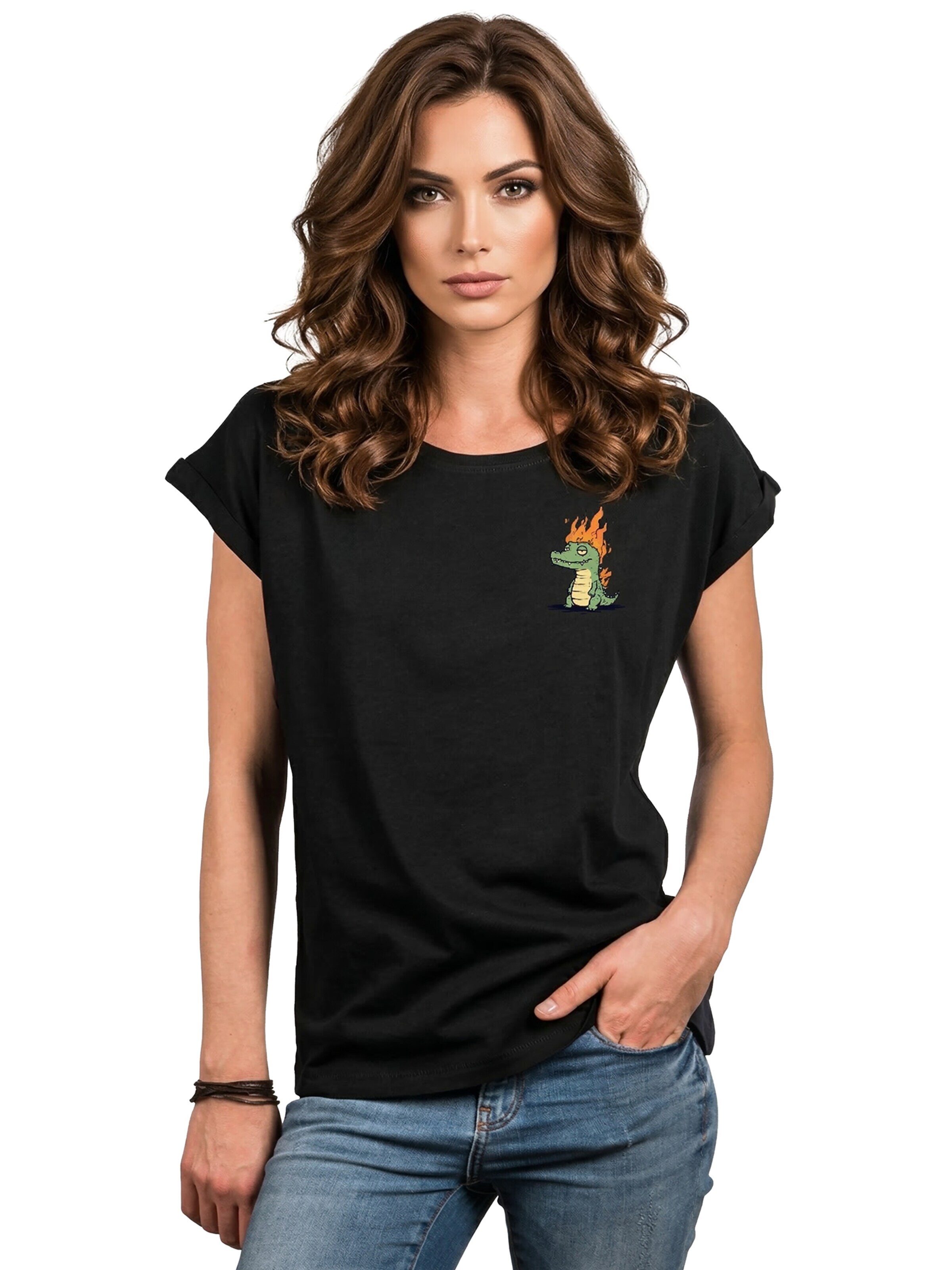 MAKAYA Shirt 'Krokodil' in Black: front