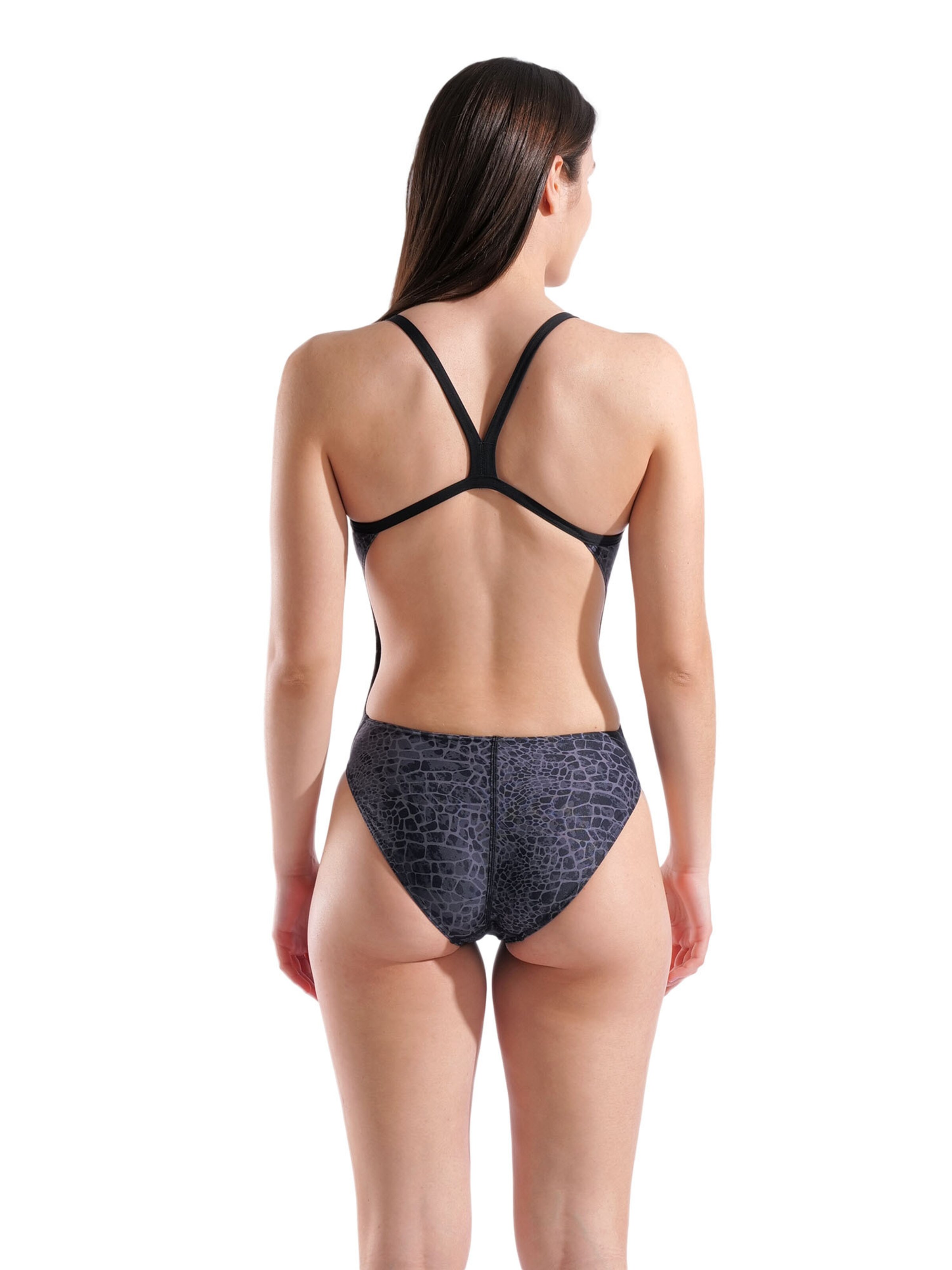 ARENA Korzet Jednodielne plavky 'SNAKESKIN' - Čierna