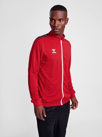 Hummel Athletic Zip-Up Hoodie 'Authentic' in Red: front