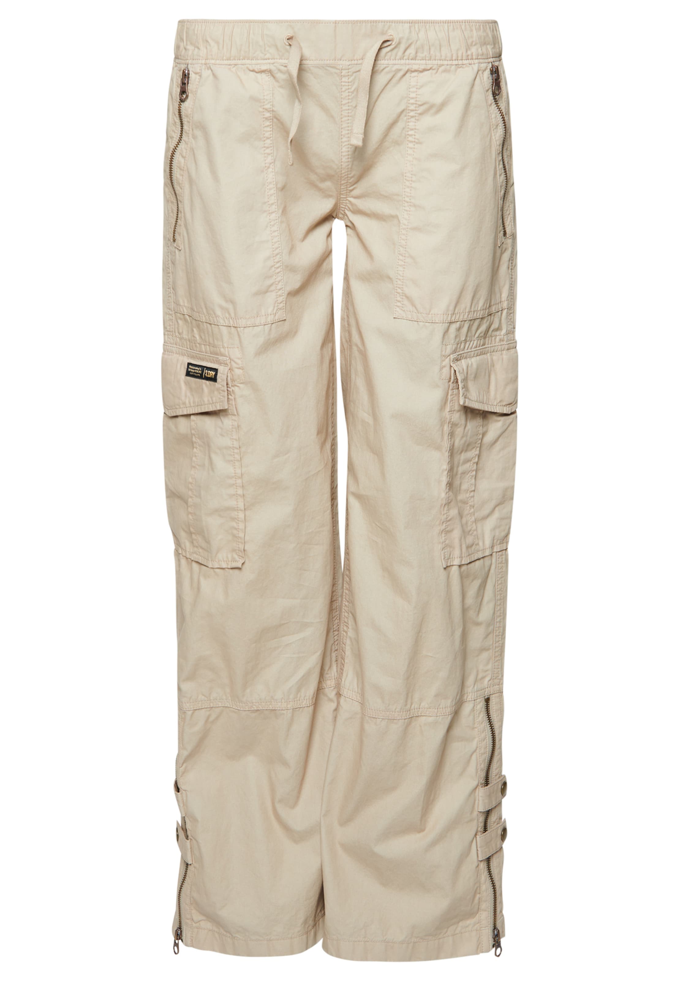 Superdry Wide leg Cargobroek in Beige: voorkant