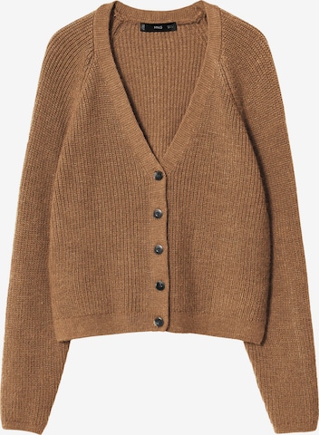 MANGO Knit Cardigan in Brown: front