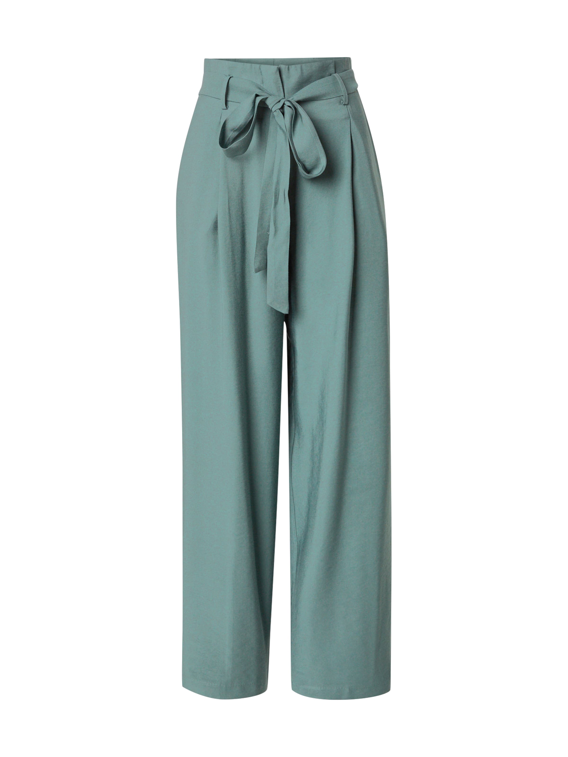 ABOUT YOU Zvonové kalhoty Kalhoty se sklady v pase – zelená: přední strana