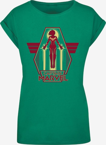 ABSOLUTE CULT Shirt 'Captain Marvel - Flying Warrior' in Green: front