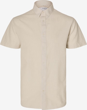 SELECTED HOMME Button Up Shirt in Beige: front