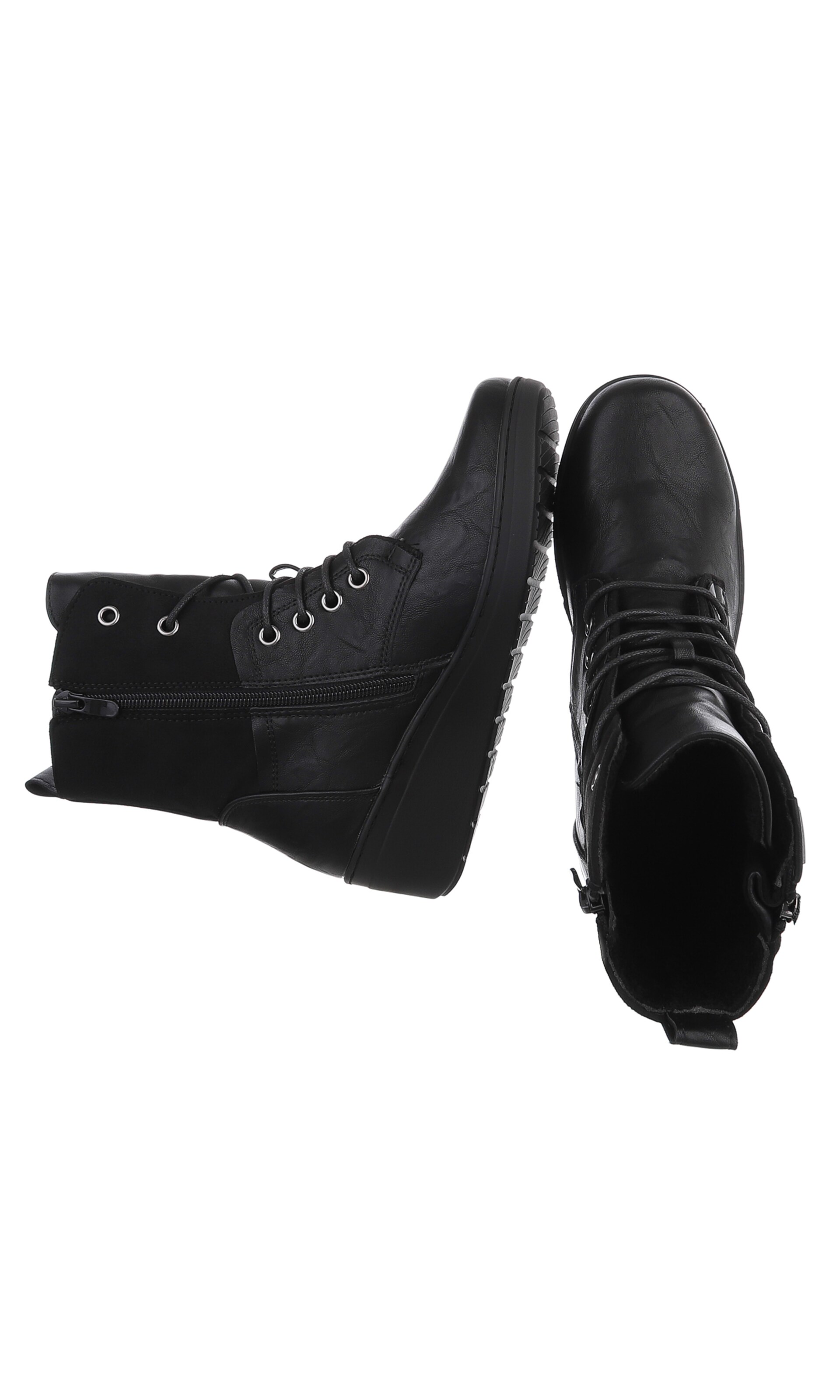 Ital-Design Lace-Up Ankle Boots in Black