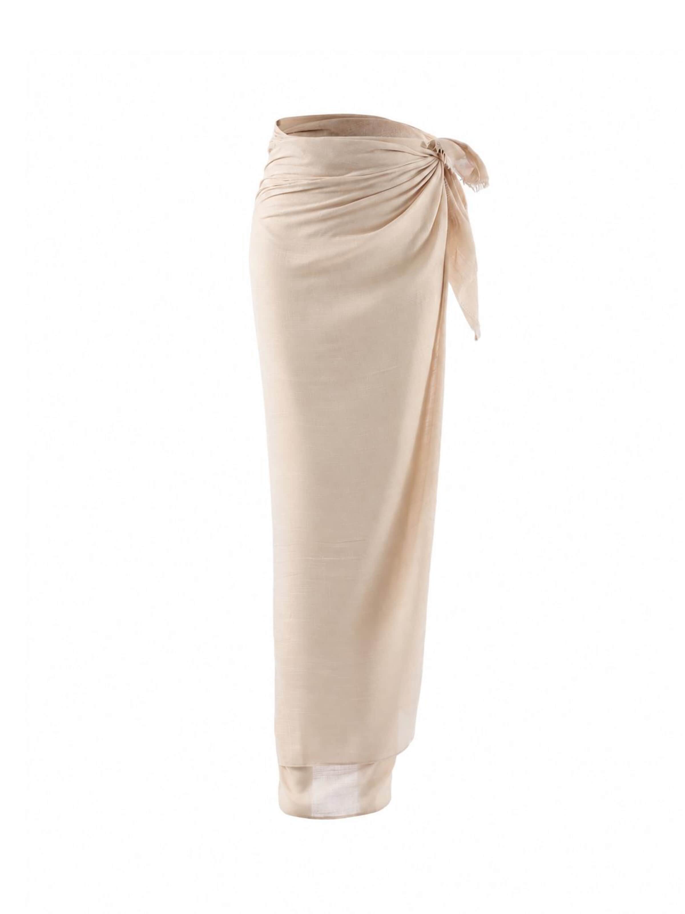 Serviette de plage 'Pareo sarong viscose' Emilie collection en beige : devant
