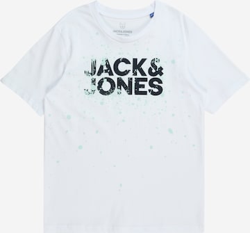 Jack & Jones Junior Тениска 'SPLASH' в бяло: отпред