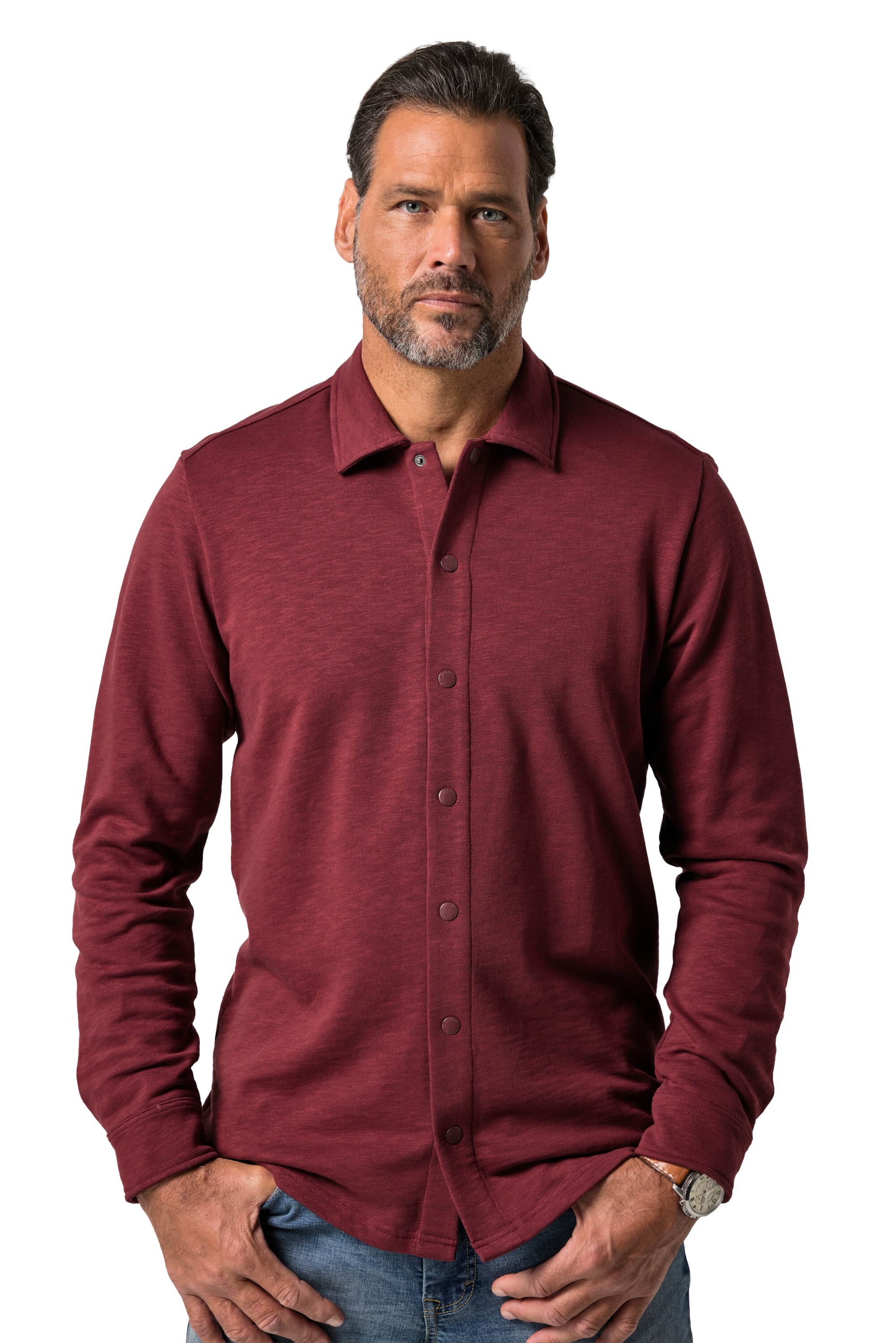 JP1880 Regular fit Overhemd in Rood: voorkant