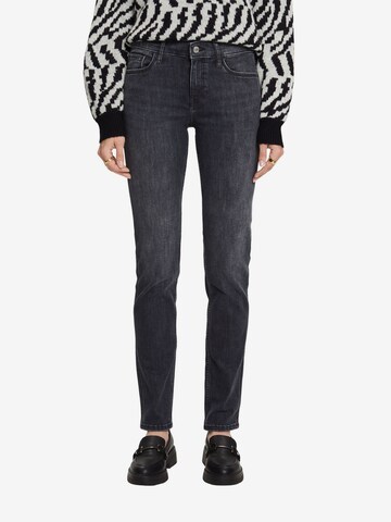 ESPRIT Slimfit Jeans in Zwart: voorkant