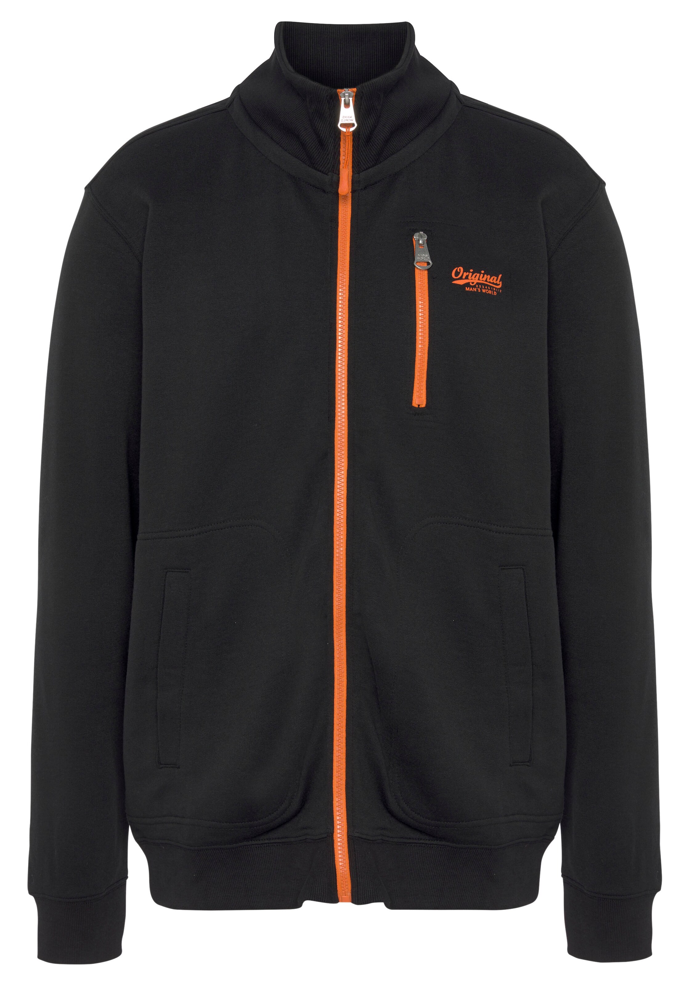 Man's World Sweatjacke in Schwarz: Vorderseite