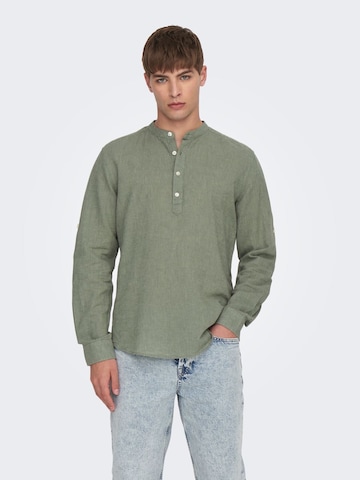 Only & Sons Slim fit Button Up Shirt in Green: front