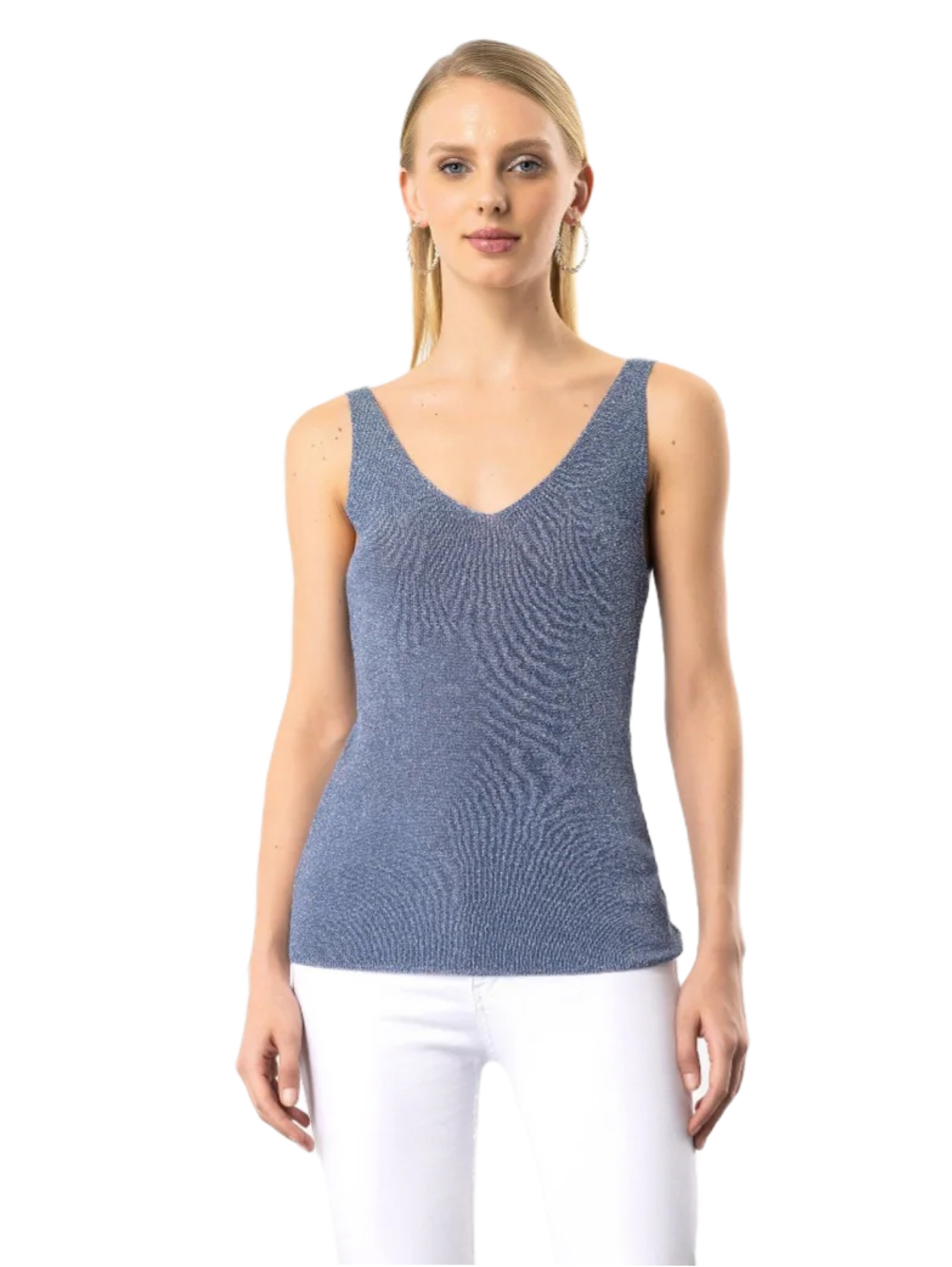 Tops en tricot No Matter What en bleu : devant