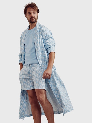 ESSENZA Long Bathrobe 'Pete' in Blue: front