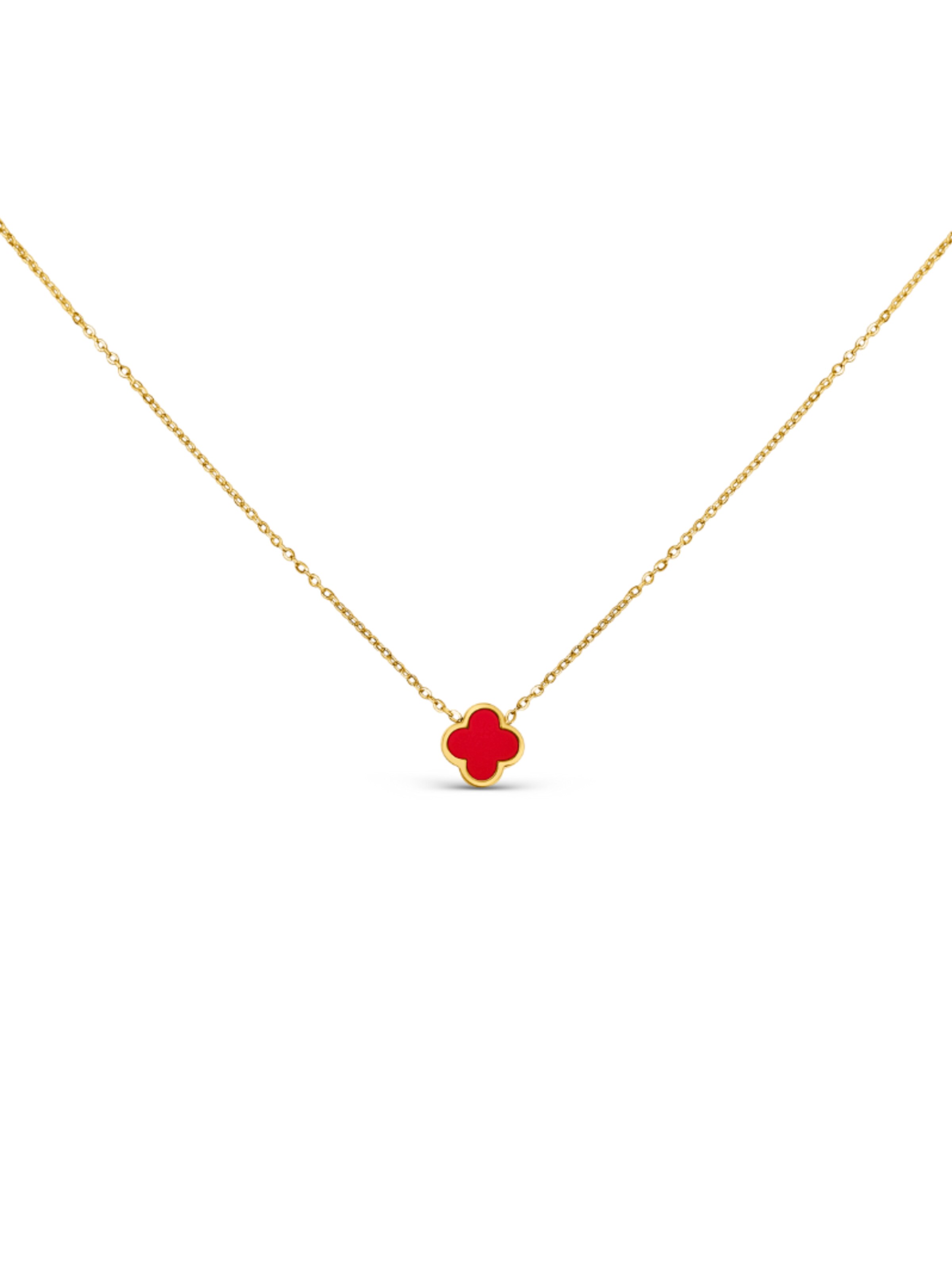 Pure Schmuck Kette 'Clover Red'‌‌ in Gold: Vorderseite
