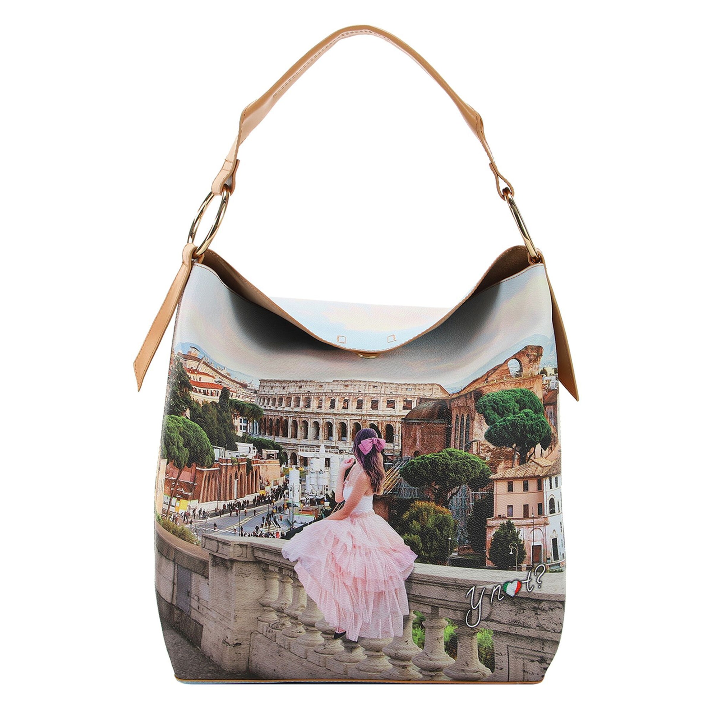 Borsa a spalla 'Yesbag' di Y Not? in beige: frontale