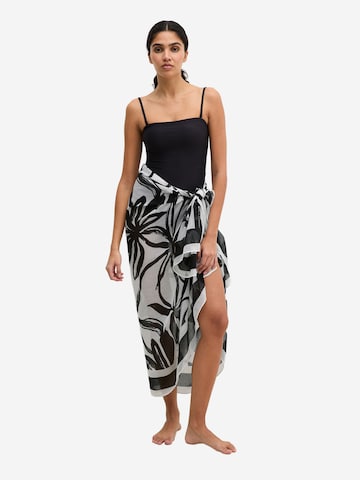 Marc O'Polo Strandjurk ' Abstract Flower ' in Zwart: voorkant