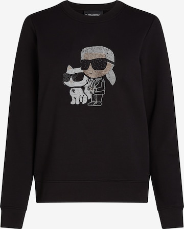 Felpa 'Ikon Karl & Choupette' di Karl Lagerfeld in nero: frontale