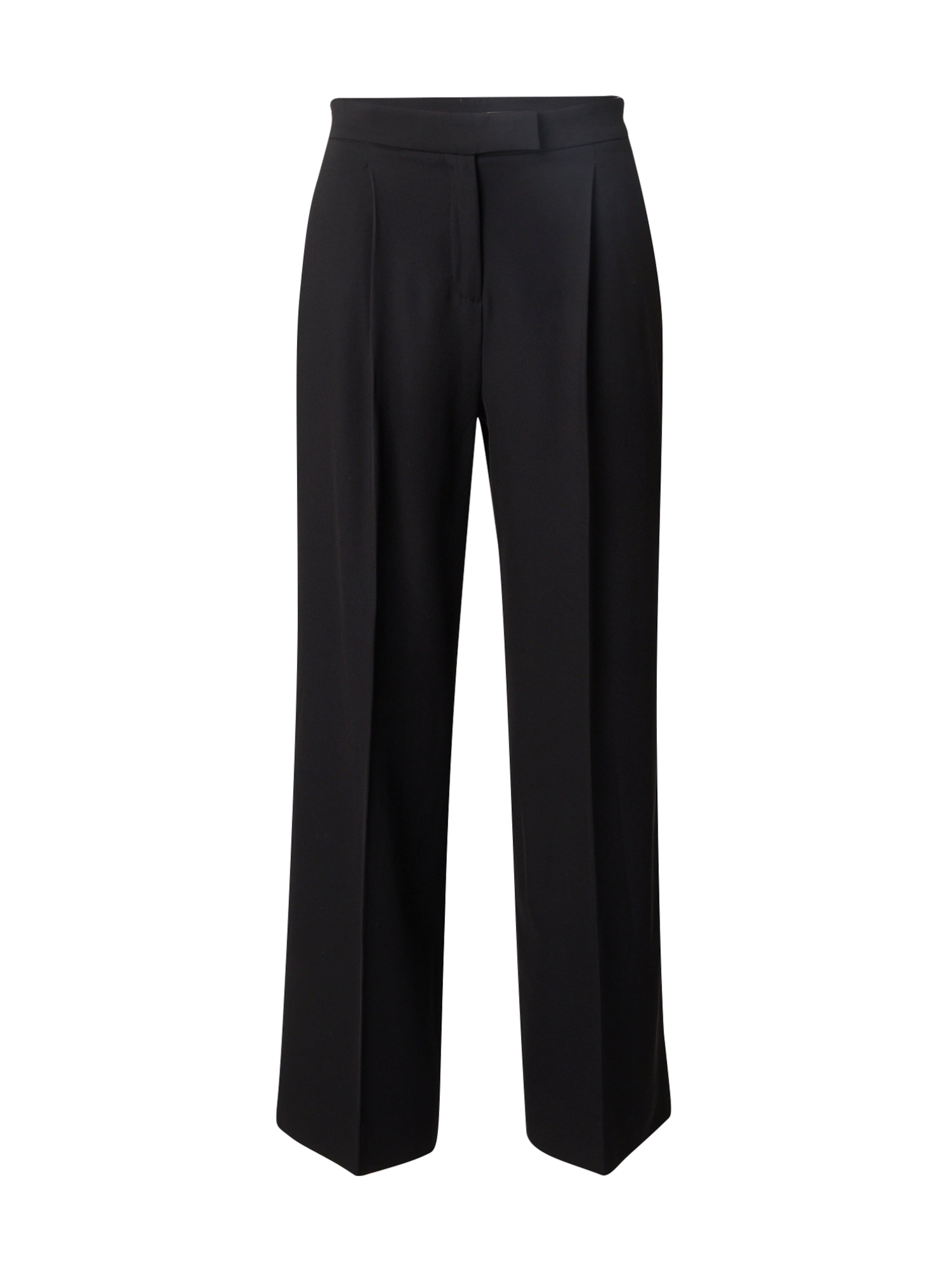 Calvin Klein Široký strih Nohavice s pukmi - Čierna: predná strana