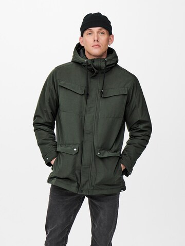 Only & Sons Between-Seasons Parka 'Cooper' in Green: front