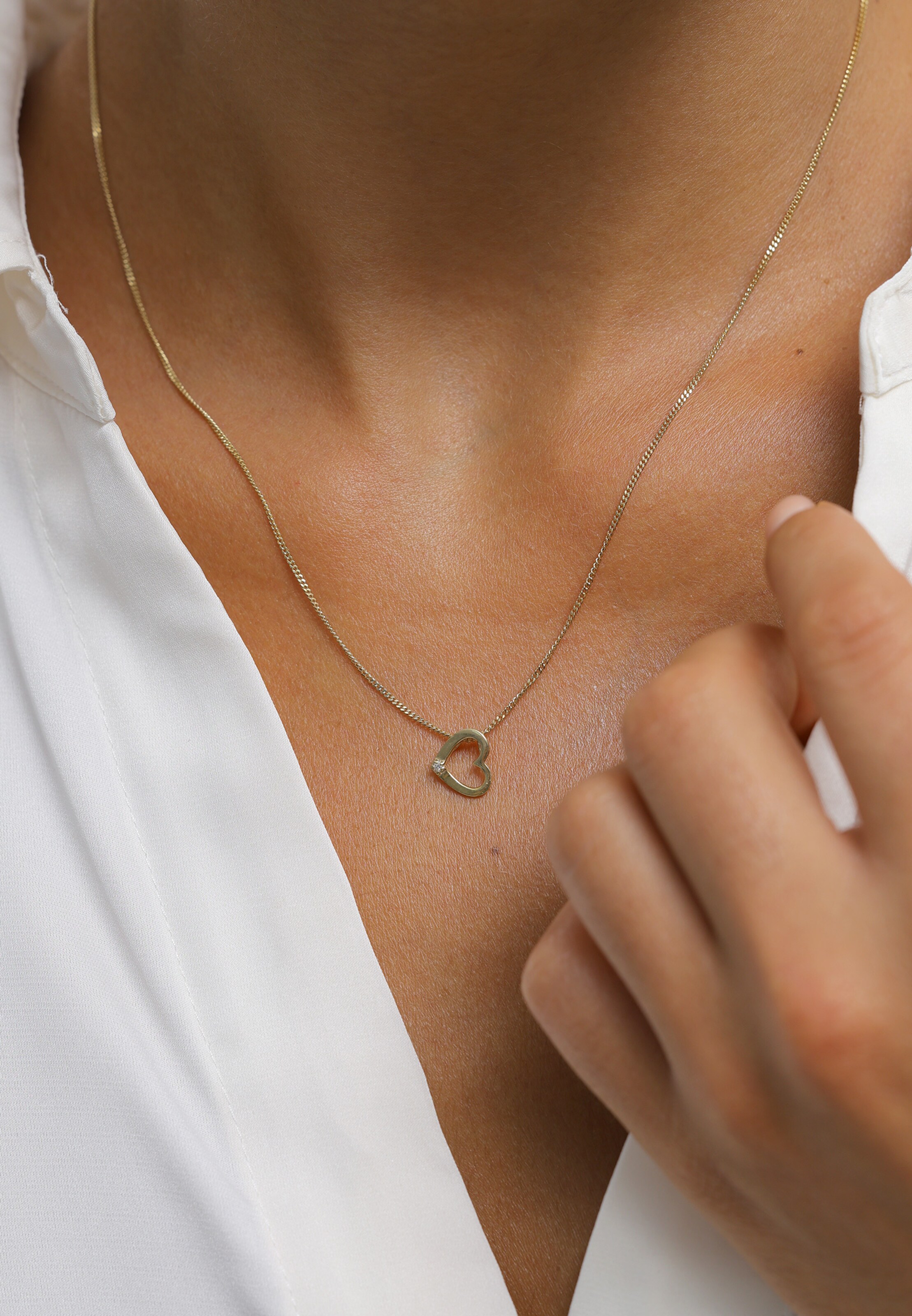 Elli DIAMONDS Kette 'Herz' in Gold: Vorderseite