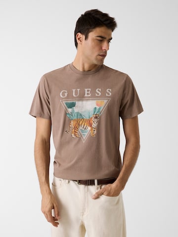 GUESS Μπλουζάκι 'TIGER SPIRIT' σε καφέ: μπροστά
