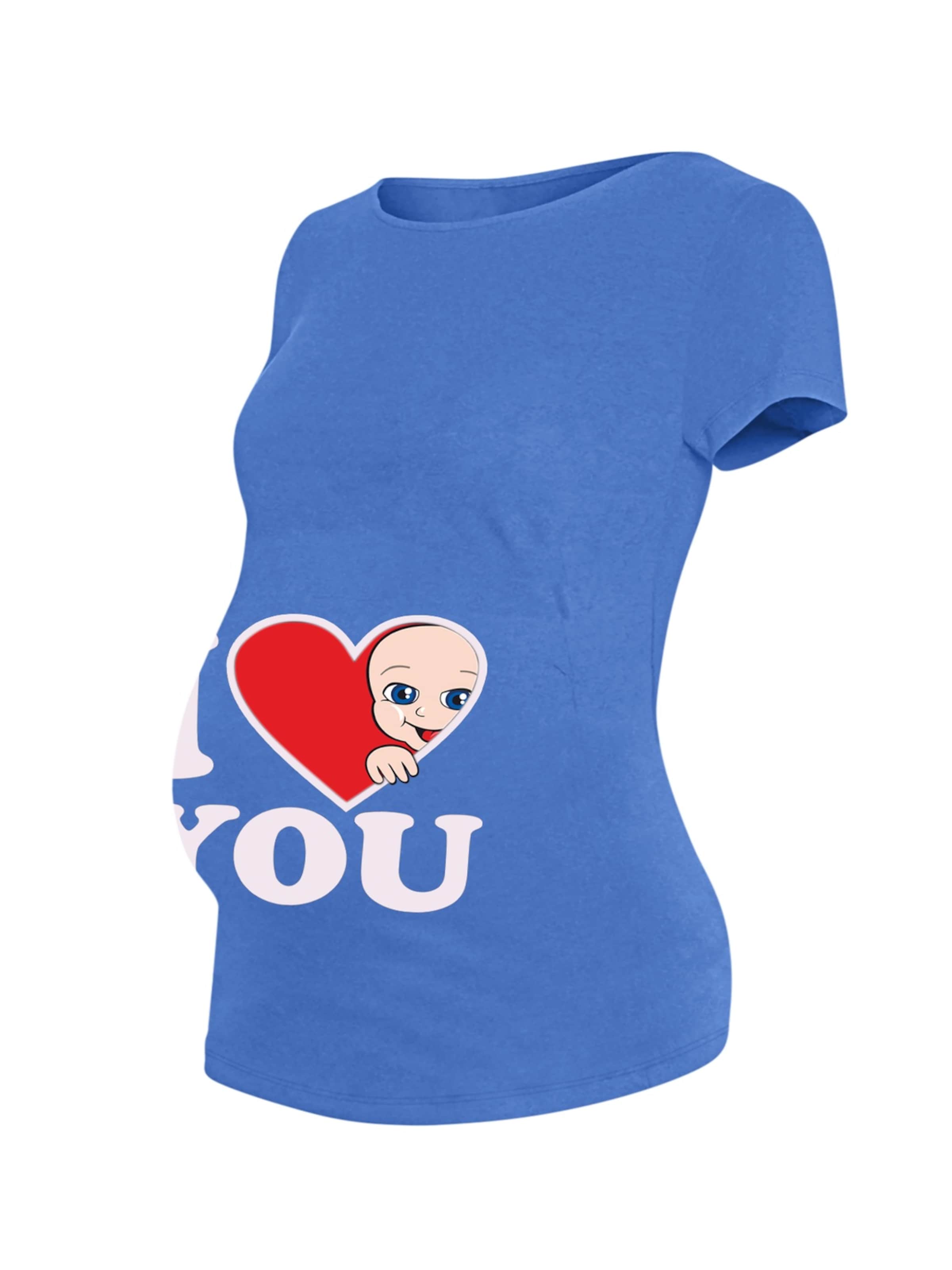 M.M.C. Shirt 'I Love You Umstandsshirt' in Blue: front