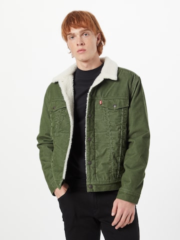 LEVI'S ® Φθινοπωρινό και ανοιξιάτικο μπουφάν 'Type 3 Sherpa Trucker Jacket' σε πράσινο: μπροστά