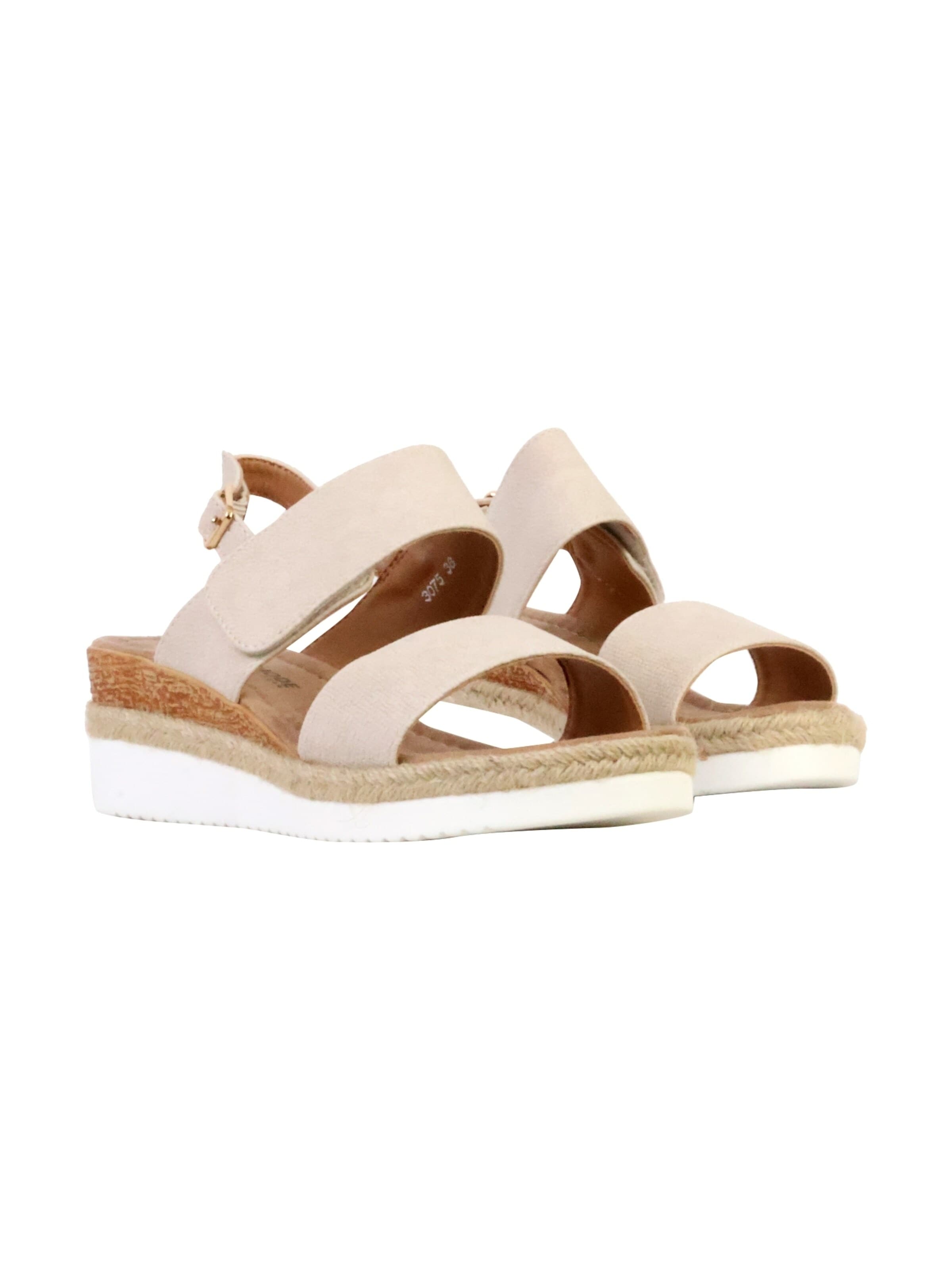 Sandales 'Sandalen mit Keilabsatz und Riemchen' Super Mode en beige