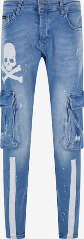 2Y Premium Skinny Cargo Jeans in Blue: front