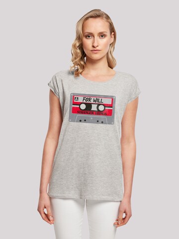 F4NT4STIC T-Shirt 'Stranger Things Cassette For Will Netflix TV Series' in Grau: Vorderseite