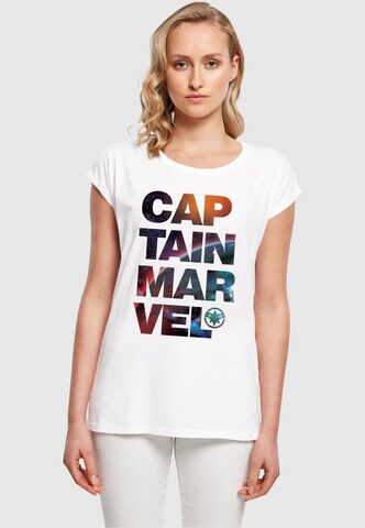 Maglietta 'Captain Marvel - Space Text' di ABSOLUTE CULT in bianco: frontale