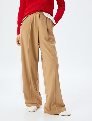 Koton Wide leg Pleated Pants in Beige: front