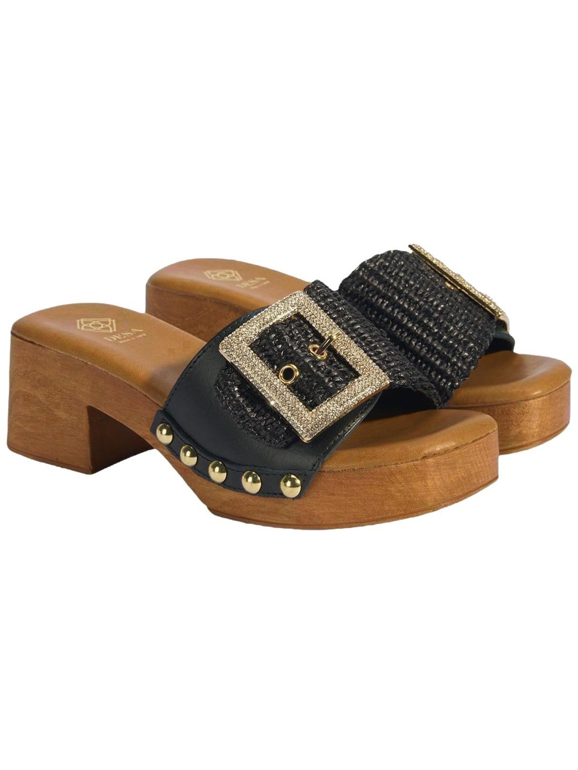 Desa Slipper 'Hausschuhe mit Absatz' in Black: front