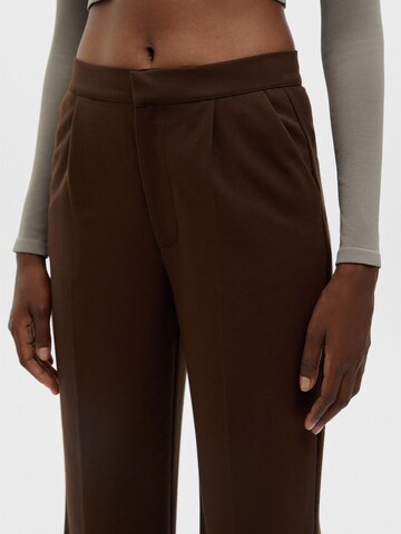 Pull&Bear Wide leg Pleat-front trousers in Brown