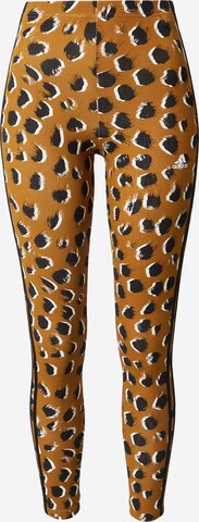 ADIDAS SPORTSWEAR Skinny Sportovní kalhoty 'Essentials 3-Stripes Animal Print' – hnědá: přední strana