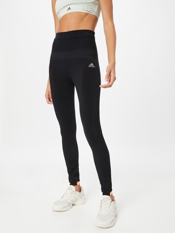 ADIDAS SPORTSWEAR Skinny Workout Pants 'Aero Winter Long' in Black: front