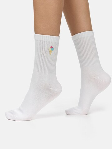 Chaussettes ' Good Vibes Motiv Statement Socken Tennissocken ' Nur Die en blanc