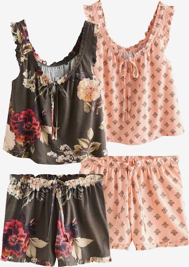 Next Pyjamashortsit värissä tummansininen / aprikoosi / karmiininpunaine / musta, Tuotenäkymä