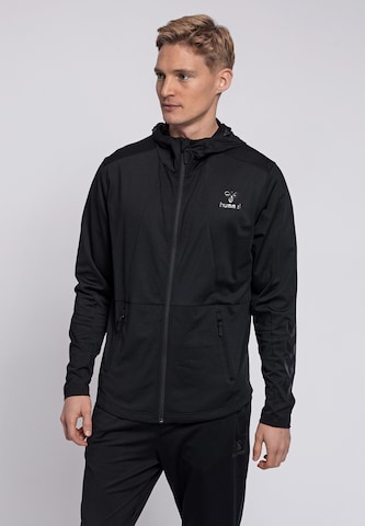 Hummel Athletic Zip-Up Hoodie in Black: front