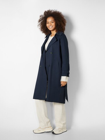 Bershka Between-Seasons Coat in Blue: front