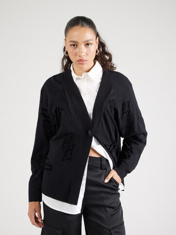 ARMANI EXCHANGE Knit Cardigan in Black: front