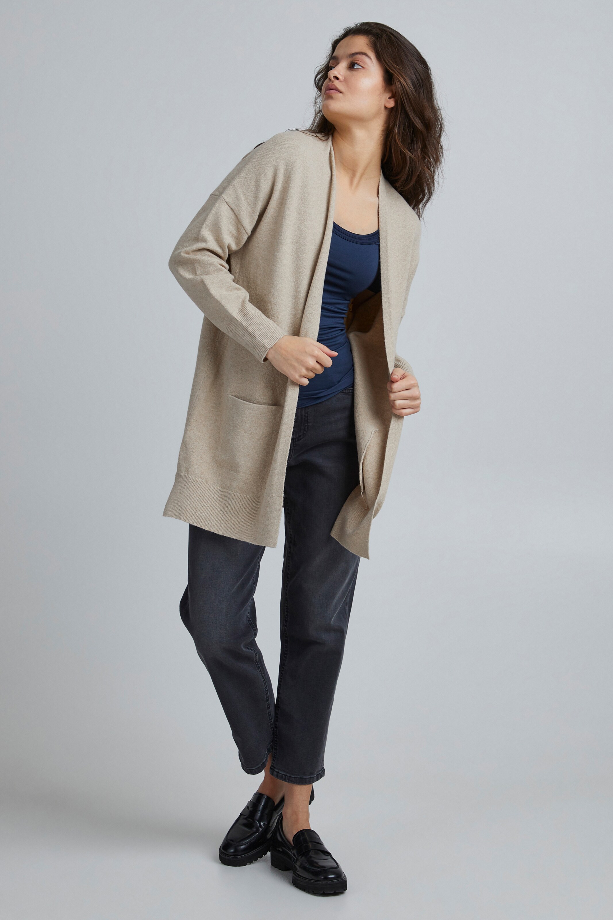 Frauen Pullover & Strick ICHI Cardigan in Beige - IL19003 Frauen Pullover & Strick ICHI Cardigan in Beige - IL19003