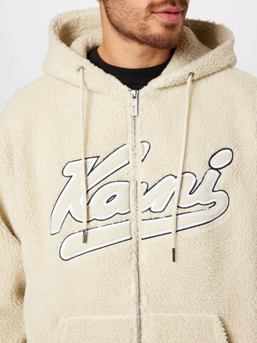 Karl Kani Zip-Up Hoodie 'Varsity' in Beige