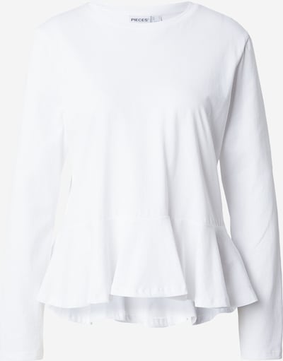 PIECES Shirt 'PCDANILLA PEPLUM' in weiß, Produktansicht