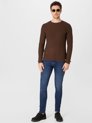JACK & JONES - Ajuste regular Jersey 'CARLOS' en marrón