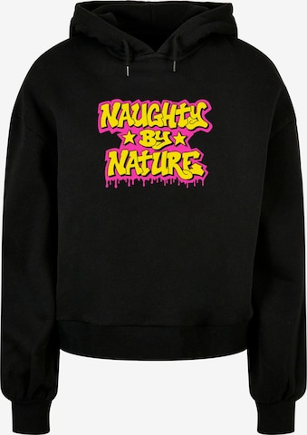 Merchcode Sweatshirt 'Naughty By Nature - Neon Drop' in Schwarz: predná strana