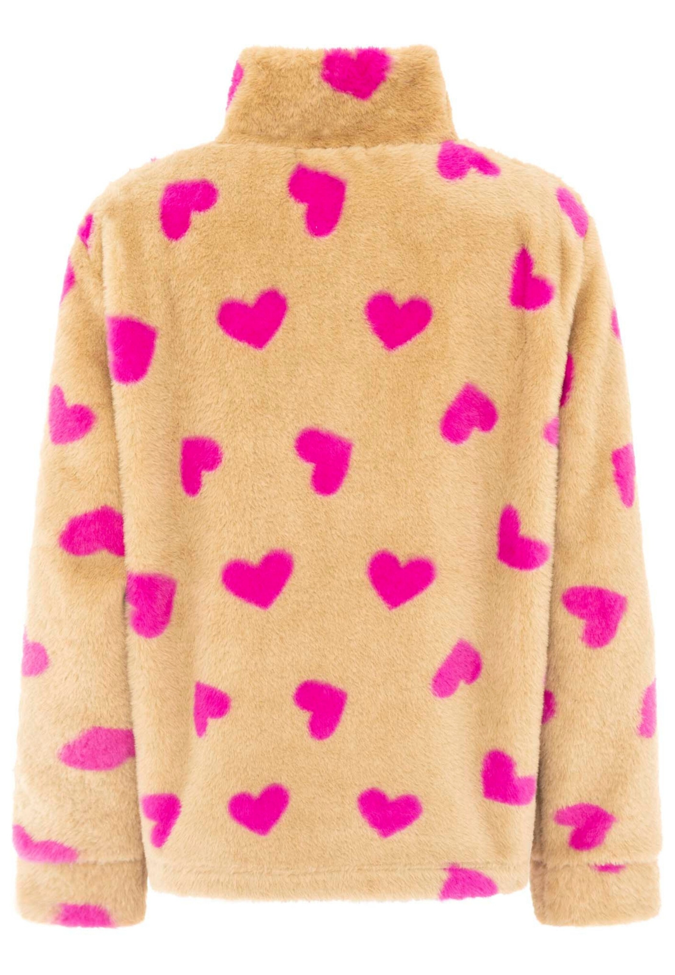 Zwillingsherz Sweatshirt 'Fake Fur Troyer Herzi' in Pink