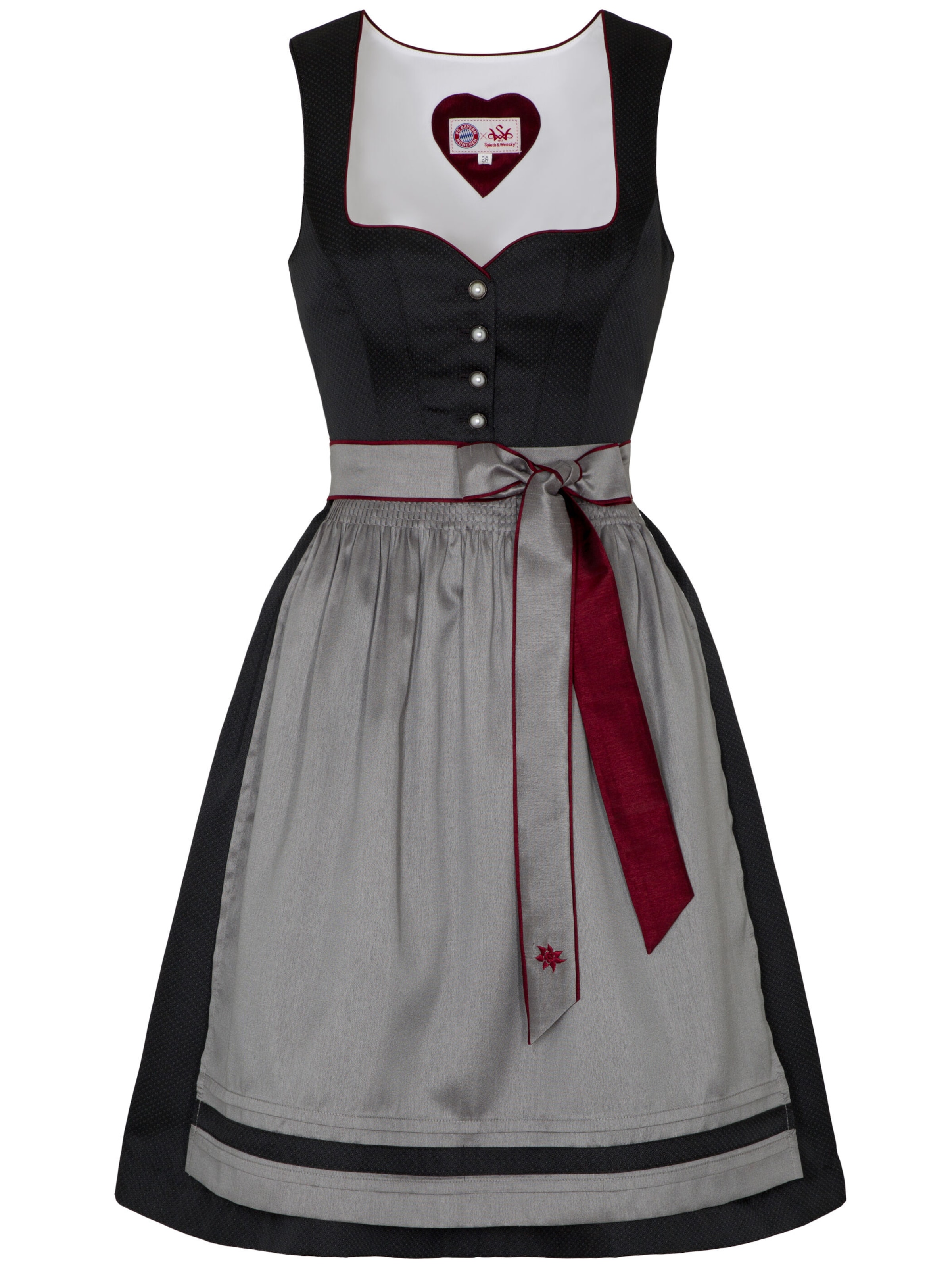 SPIETH & WENSKY Dirndl 'FC Bayern Bitz' in grau / anthrazit / dunkelrot, Produktansicht
