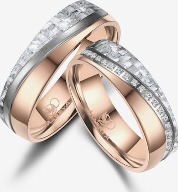 MARRYA Ring 'MARRYA CA-08 Ehering aus Carbon + Titan - Rosé-Weiß' in Gold: front