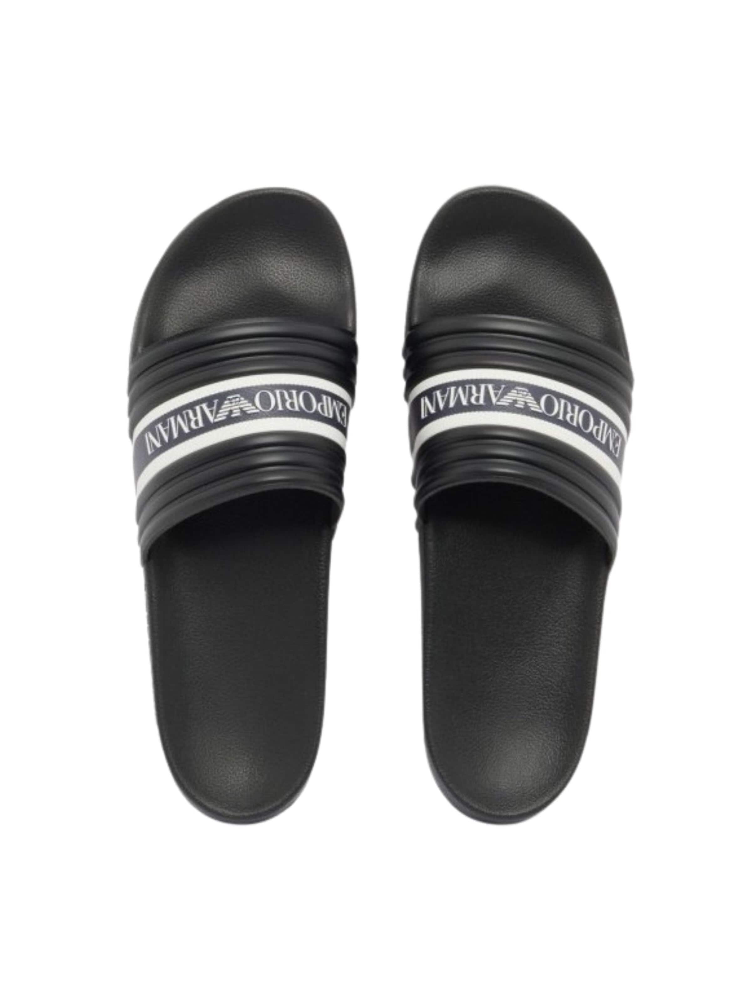 Emporio Armani Muiltjes 'Logotape PVC Sliders' in Zwart
